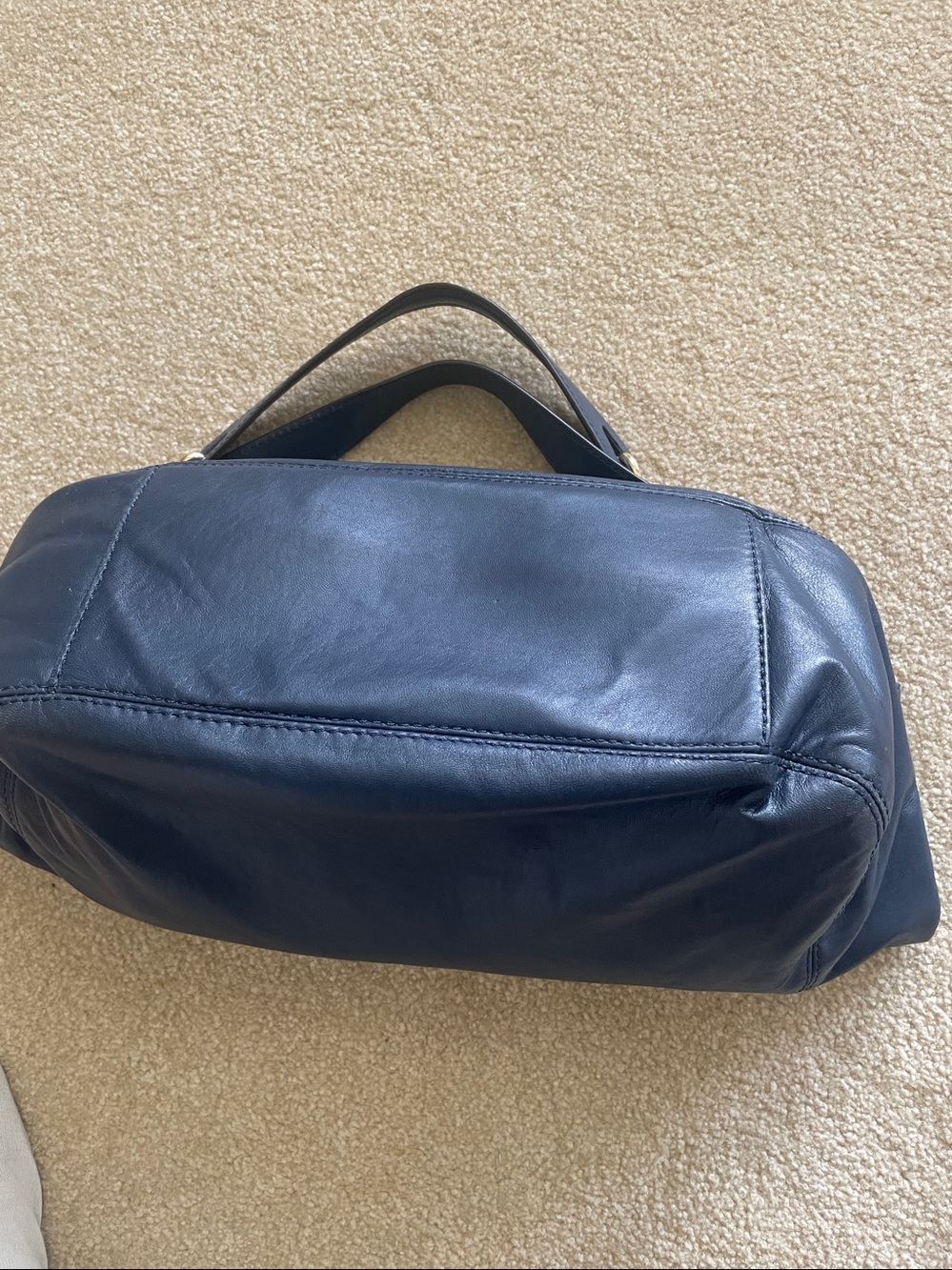 Michael Kors Navy Lambskin Soft Leather Chain-Handle Hobo Bag - Picture 3 of 8